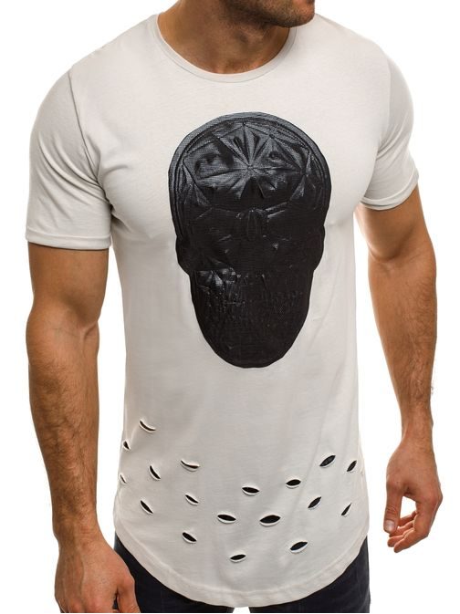 Dizajnové béžové tričko s dekoráciou BREEZY 155