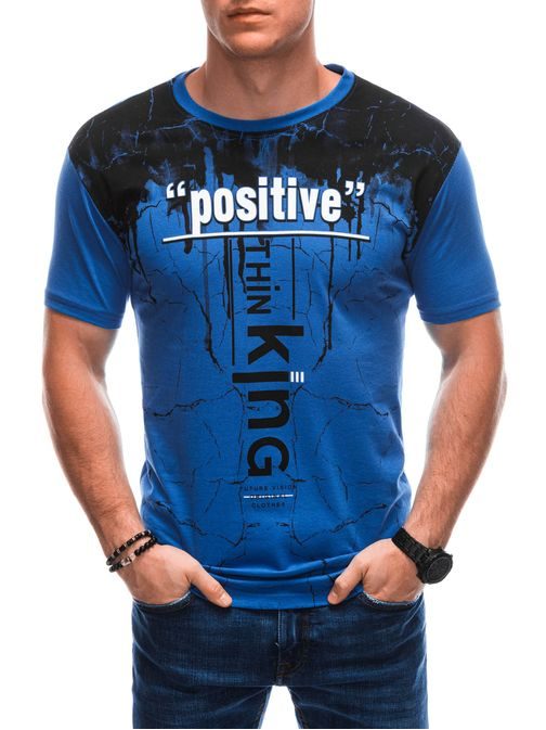 Originálne modré tričko s nápisom POSITIVE S1918 - Budchlap.sk