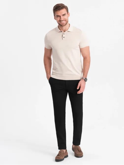 Elegantné čierne chinos nohavice klasického strihu  V4 PACP-0191