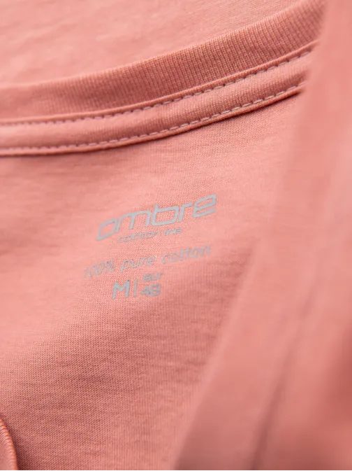 Basic bavlnené ružové tričko s V-výstrihom V7 TSBS-0237