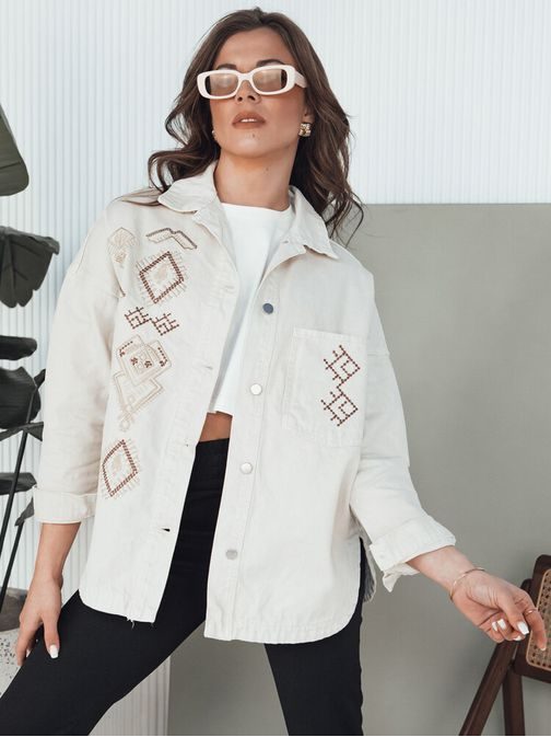 Pútavá dámska béžová rifľová bunda Filomenas