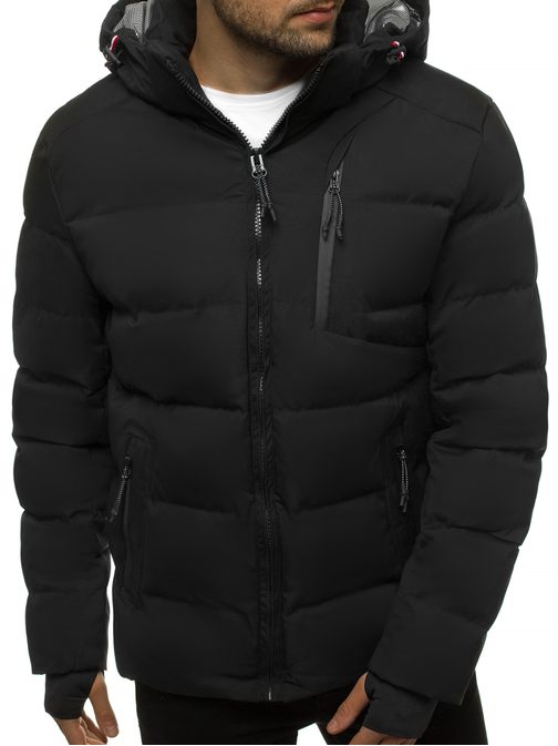Pohodlná čierna bunda s kapucňou JS/J1906