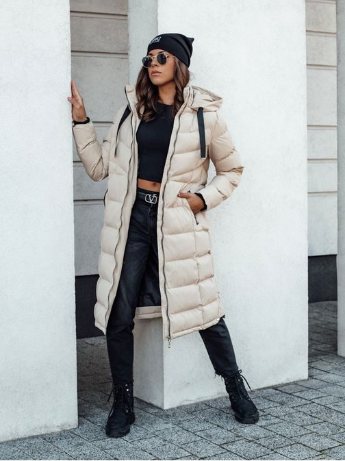 Neobyčajná dámska bunda v béžovej farbe Mensi