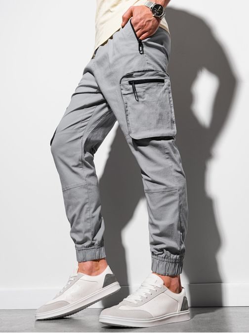 Trendové jogger nohavice v šedej farbe P960