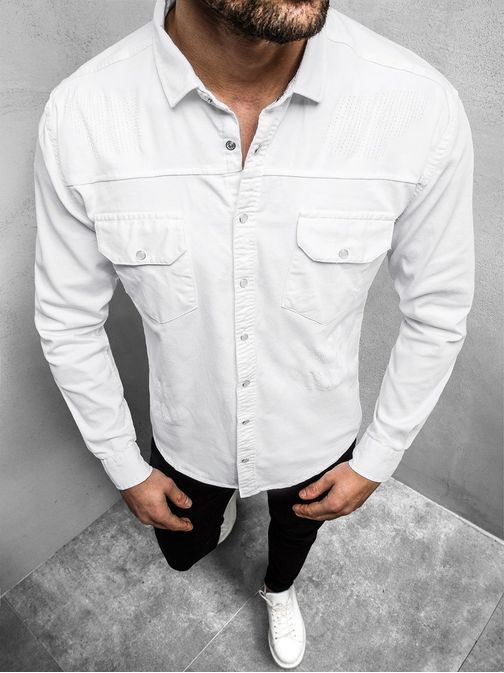 Štýlová rifľová biela košeľa O/5812Z