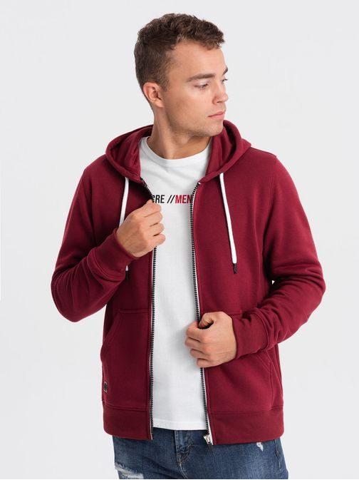 Trendy vínová mikina na zips V7 OM-SSBZ-0118