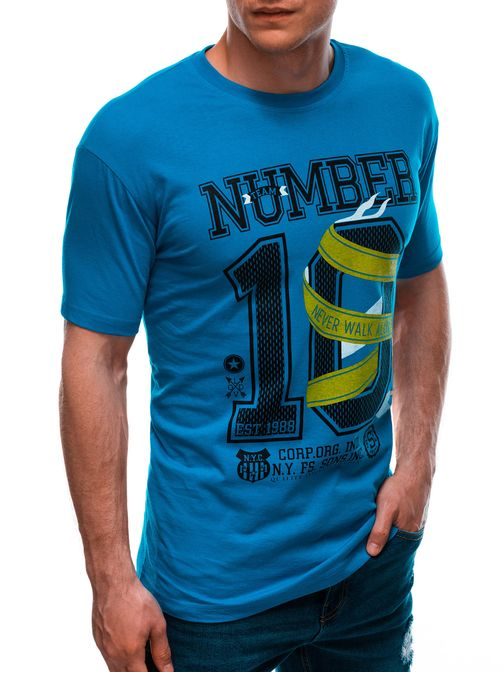 Modré tričko s výraznou potlačou Number S1684