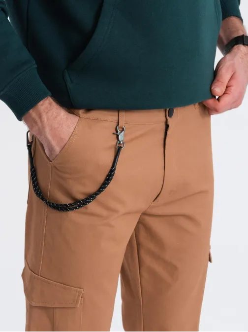 Hnedé moderné pánske cargo nohavice V2 PACG-0189