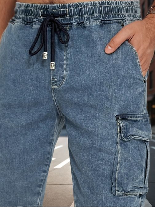 Kapsáčové modré džínsové kraťasy