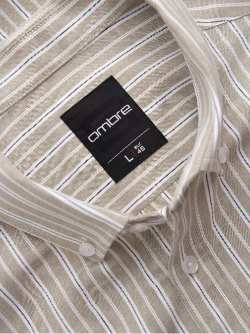 Béžová košeľa s jemným vzorom V1 SHOS-0170