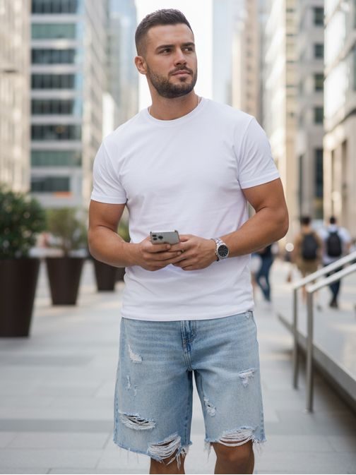 Jednofarebné biele tričko bez potlače (Plus Size)