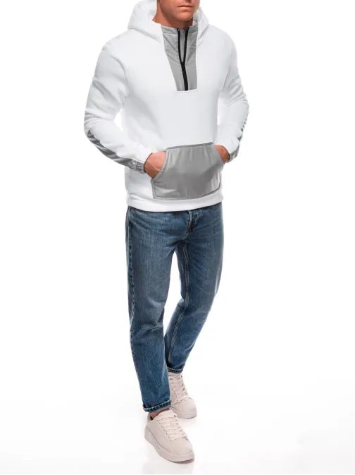 Zaujímavá biela pánska mikina B1696