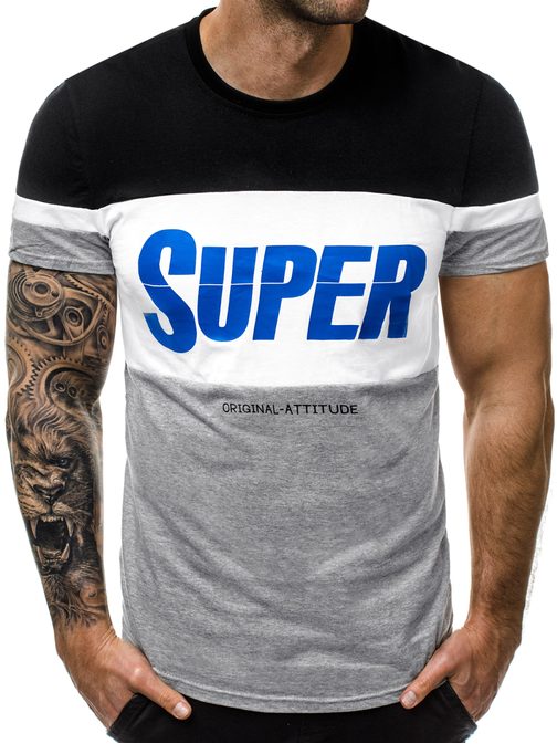 SUPER ČIERNO-ŠEDÉ PÁNSKE TRIČKO  JS/SS100699