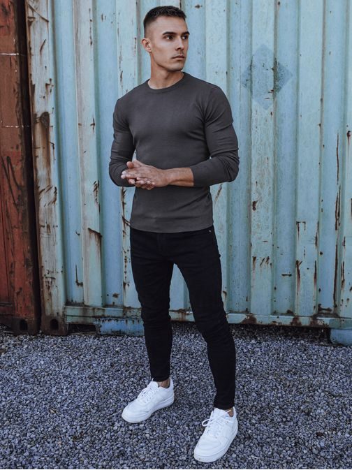 Grafitový klasický pánsky sveter