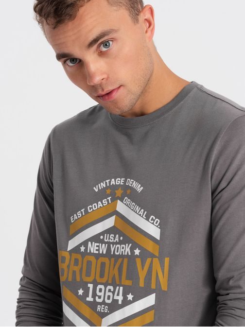 Šedé tričko s nápisom Brooklyn V1 LSPT-0117