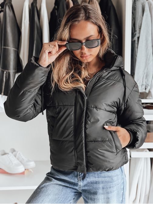 Dámska zaujímavá čierna zimná bunda SNOWLIKE