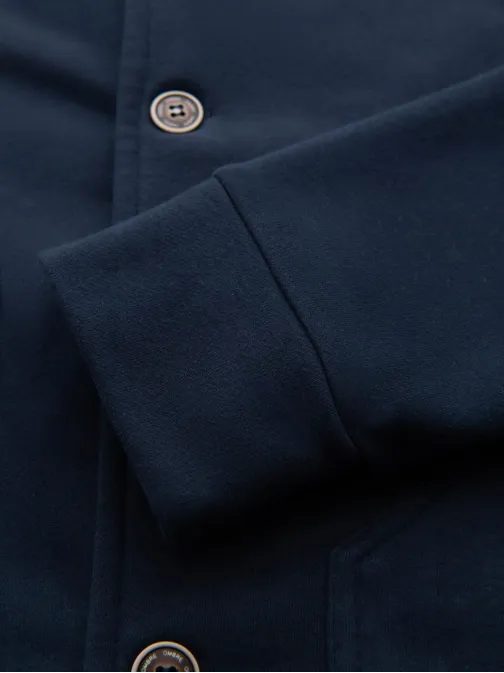 Tmavo modrá mikina na gombíky a so stojacim golierom V4 B1716