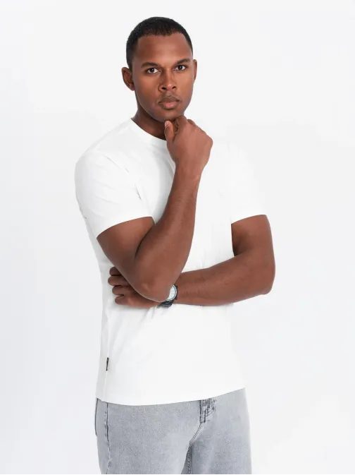 Moderné biele pánske tričko V1 TSCT-0220