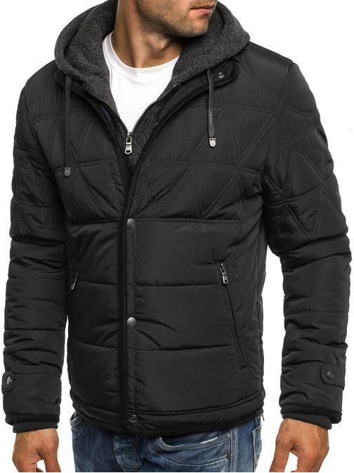 Exkluzívna čierna bunda na zimu G-RAG 0073