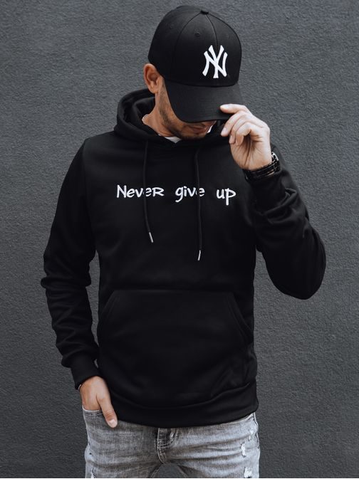 Čierna pánska mikina s motivačným nápisom