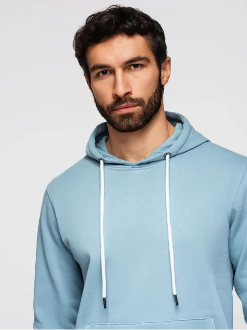 Módna svetlomodrá mikina s kapucňou SSBN-0270