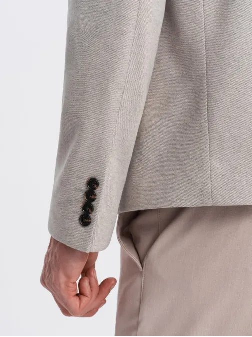 Nadčasové béžové sako so stojačikom V3 BLZB-0131