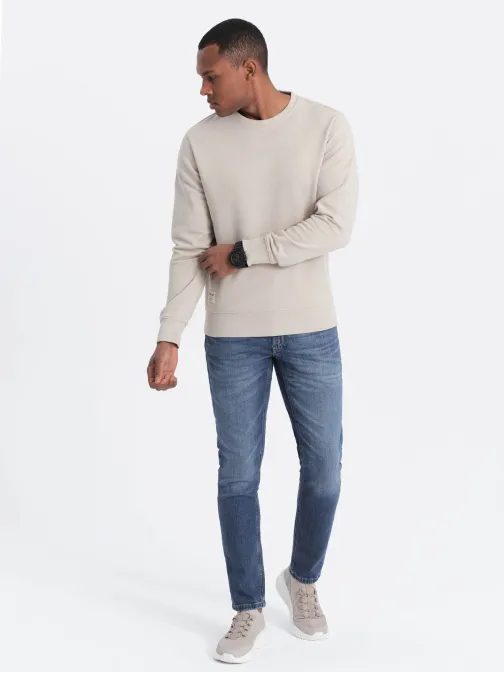 Základná béžová mikina bez kapucne v1 SSBN-0175