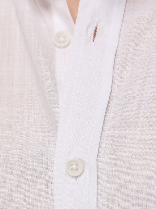 Letná biela slim fit košeľa s krátkym rukávom