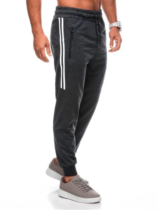 Grafitové športové tepláky s trendy nápisom P1498