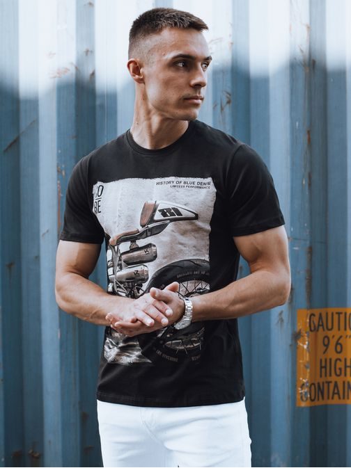 Originálne čierne tričko s motívom motorky