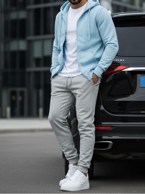 Svetlo modrá jednoduchá pánska mikina