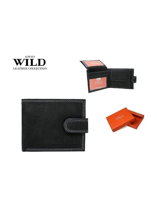 Čierna pánska peňaženka s prešívaným lemom