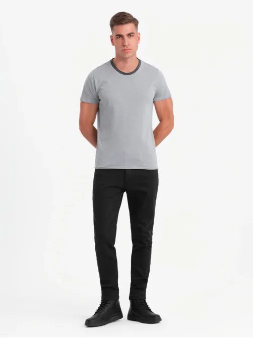 Trendy šedé tričko bez potlače V1 TSCT-22SS-004