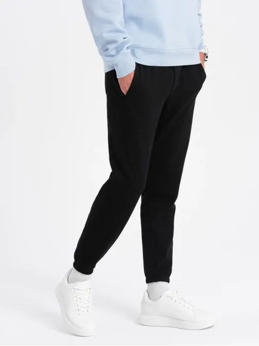 Trendy čierne úpletové tepláky V8 PASK-0143