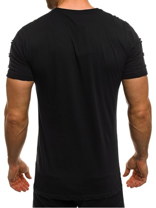 Detailne spracované čierne tričko s krátkym rukávom BREEZY 500BT