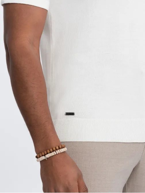 Trendy krémová polokošeľa V3 POSS-0118