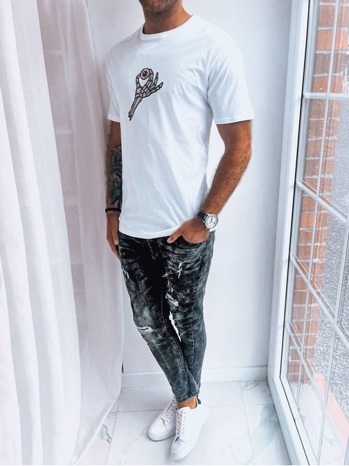 Trendy tričko s potlačou bielej farby