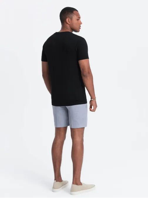 Trendy pánske čierne tričko s V-výstrihom V3 TSCT-0106