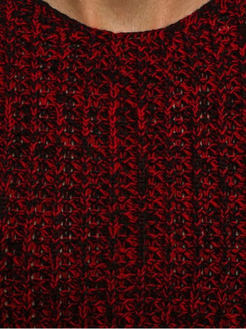 Vášnivý čierno-červený pletený pánsky sveter BLACK ROCK 18027