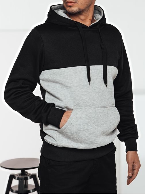 Pánska čierna mikina v zaujímavom prevedení