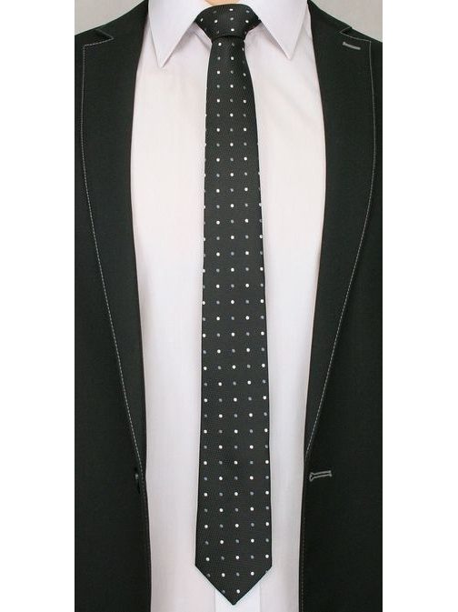 Čierna bodkovaná kravata