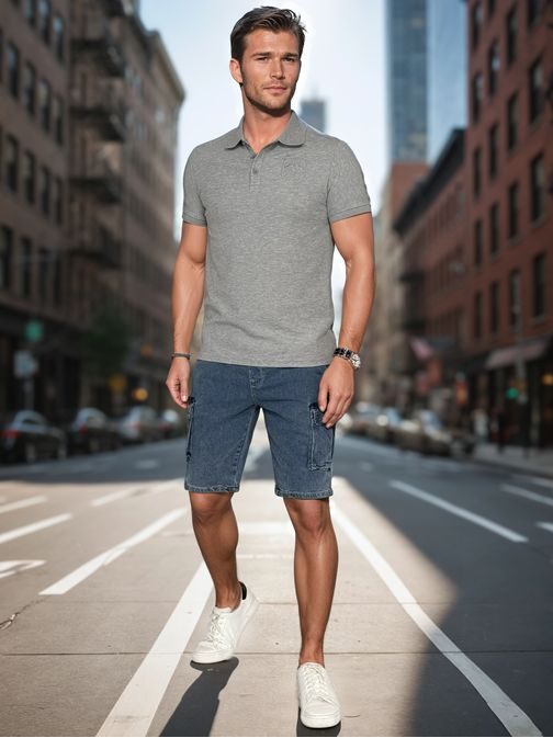 Pánska šedá polokošeľa s logom