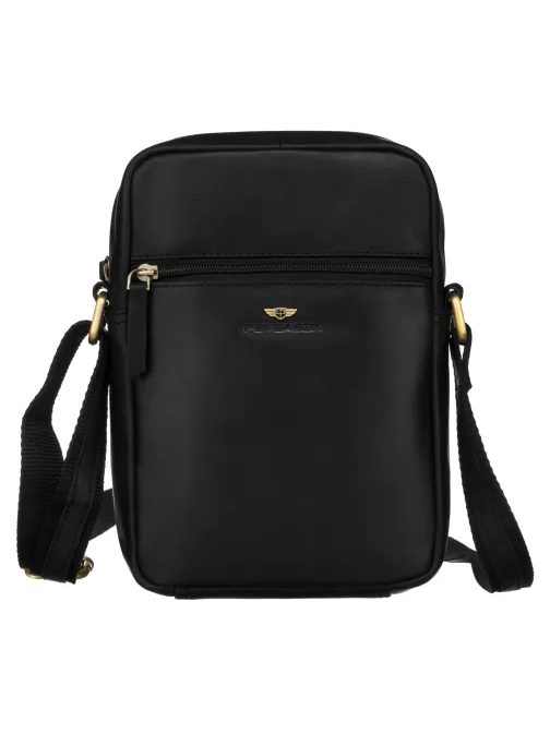 Módna pánska čierna kožená taška