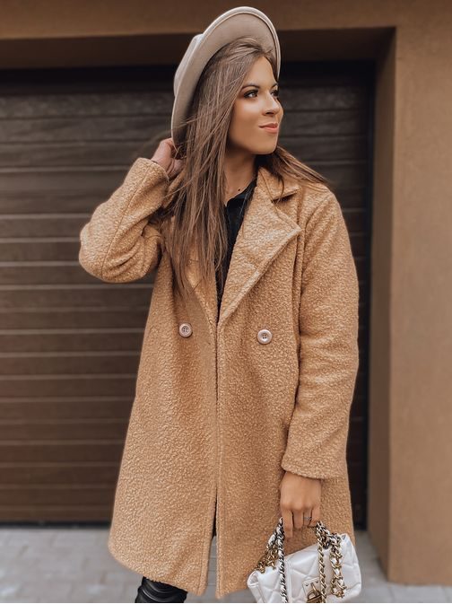 Jedinečný tmavo kamelový dámsky kabát Valerie