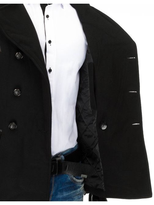Pánsky čierny dvojradový kabát