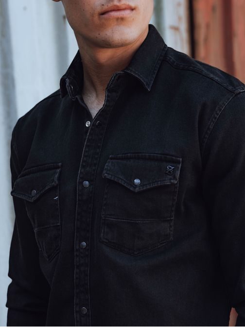 Atraktívna čierna džínsová košeľa