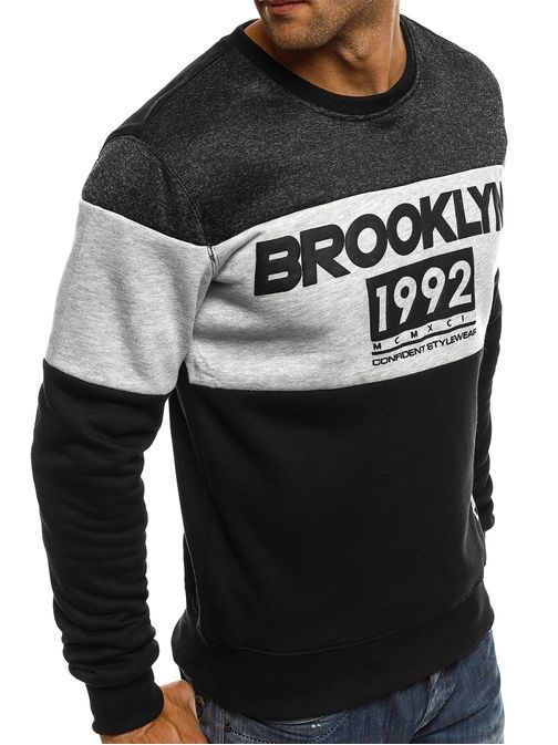 BROOKLYN 1992 pánska mikina čierna s potlačou J.STYLE DD24