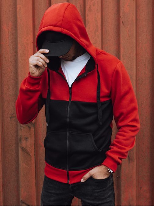 Červená mikina v zaujímavom prevedení na zips