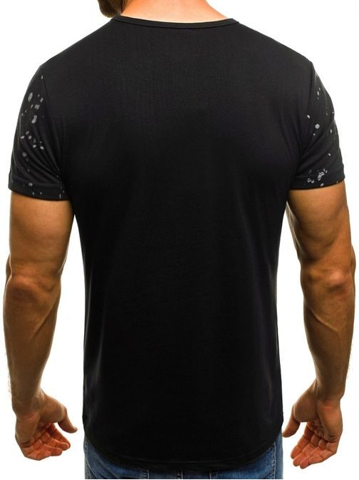Čierne tričko s módnou potlačou OZONEE JS/SS248