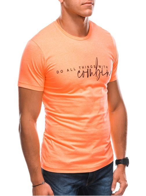 Oranžové bavlnené tričko s nápisom S1725